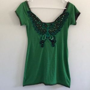 ❤️ Green sequin butterfly tunic